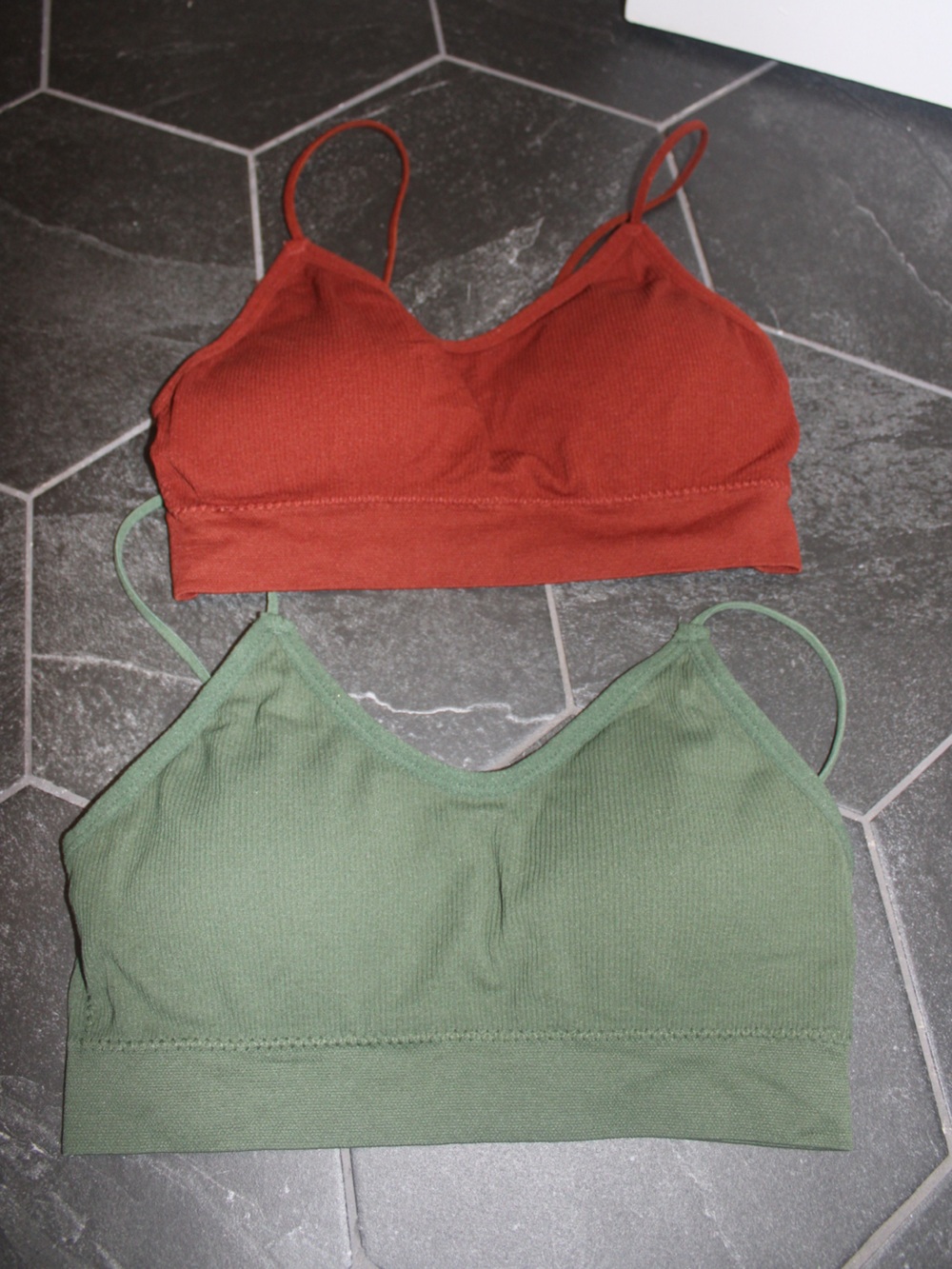 Selizo V-Neck Cami Bralette Pack - Set of 2 (Rust & Olive Green)